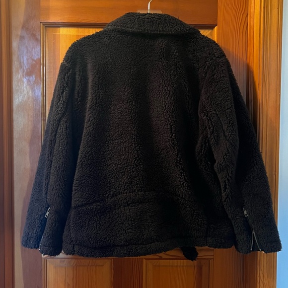 Free People So Cozy Slouchy Black Teddy Moto Jacket - Picture 5 of 5